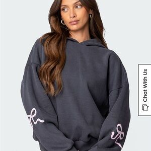 Edikted Dark Gray Hoodie with Light Pink Details…Brand new never worn or washed